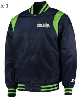 College Seattle Seahawks Prime Time Navy Blue Satin Jacket