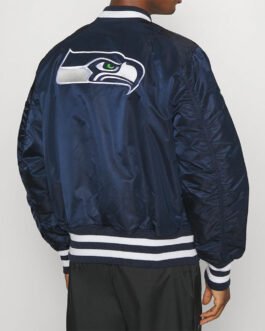 Navy Blue Seattle Seahawks Bomber MA-1 Jacket