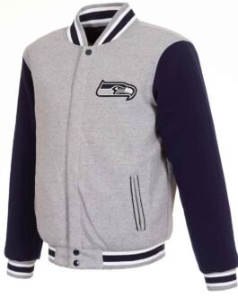 Seattle Seahawks Varsity Gray and Navy Wool Jacket