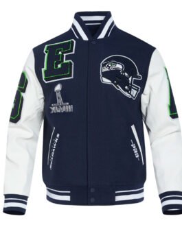 Seattle Seahawks Mashup Rib Varsity Wool/Leather Jacket