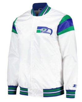 Seattle Seahawks Midweight White Satin Jacket