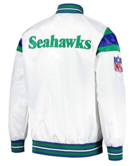 Seattle Seahawks Midweight White Satin Jacket