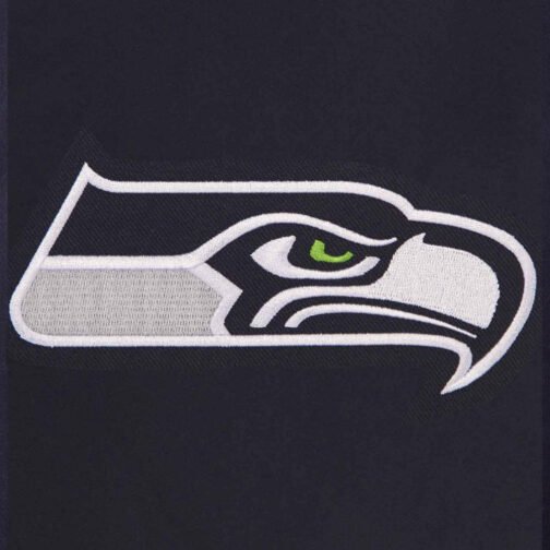 Seattle Seahawks Bomber Navy Blue Wool Jacket - Image 8