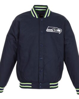 Seattle Seahawks Varsity Navy Blue Cotton Jacket