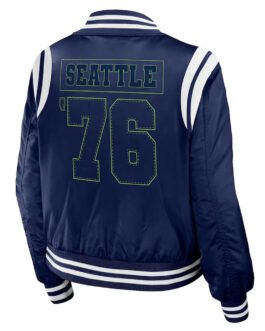 Seattle Seahawks Navy Bomber Full-Zip Jacket