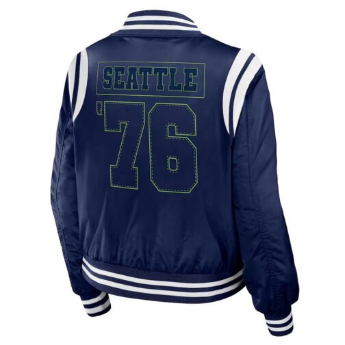 Seattle Seahawks Navy Bomber Full-Zip Jacket - Image 2