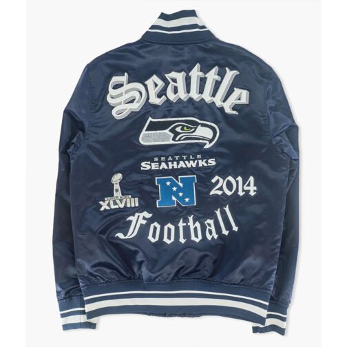 Seattle Seahawks Olde Time Football Navy Jacket - Image 2