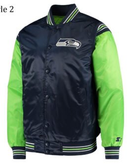 College Seattle Seahawks Prime Time Navy Blue Satin Jacket