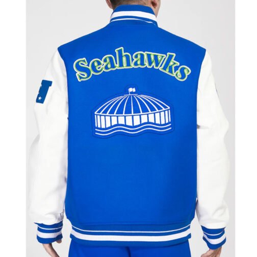 Retro Seattle Seahawks Classic Rib Varsity Jacket - Image 2