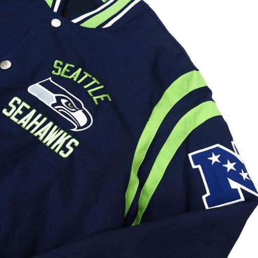 Seattle Seahawks Tailback Navy Varsity Jacket - Image 4