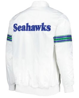 White Seattle Seahawks The Power Forward Satin Jacket