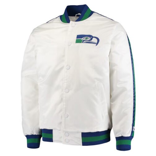 Seattle Seahawks White Throwback D-Line Jacket