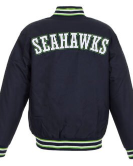 Seattle Seahawks Varsity Navy Blue Cotton Jacket