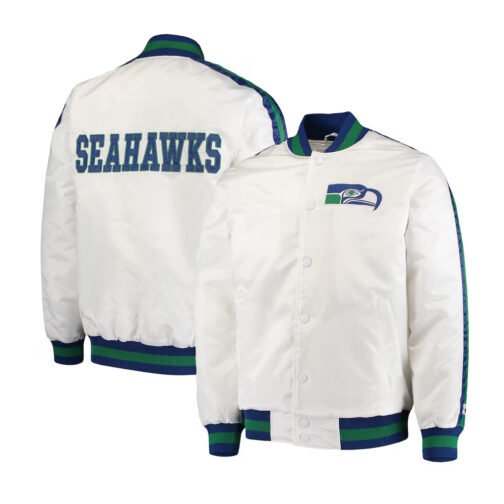 Seattle Seahawks White Throwback D-Line Jacket - Image 3
