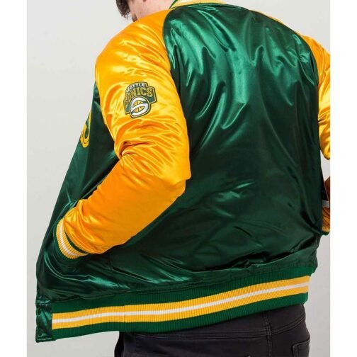 Seattle Supersonics Tough Season Green/Yellow Satin Jacket - Image 5