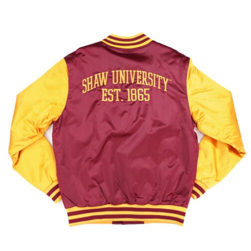Shaw University Garnet and Gold Baseball Jacket - Image 2