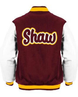 Shaw University Maroon and White Varsity Jacket