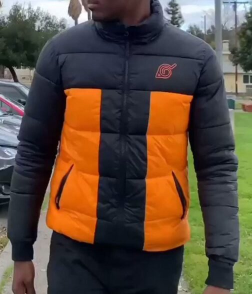 Namiwear Naruto Black and Orange Puffer Jacket - Image 5