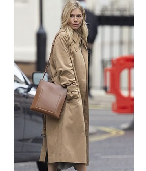 Sienna Miller Anatomy of a Scandal Cotton Beige Coat - Image 5