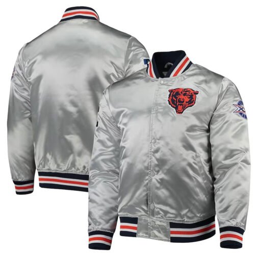 Silver Chicago Bears Satin Jacket - Image 3