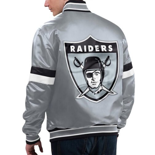 Silver Las Vegas Raiders Gridiron Classics Home Game Satin Jacket - Image 2