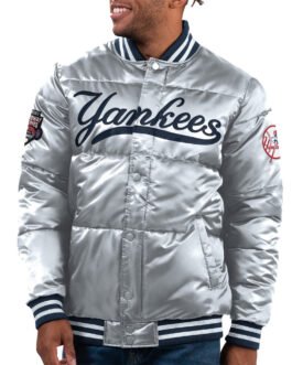 NY Yankees Bronx Silver Puffer Jacket