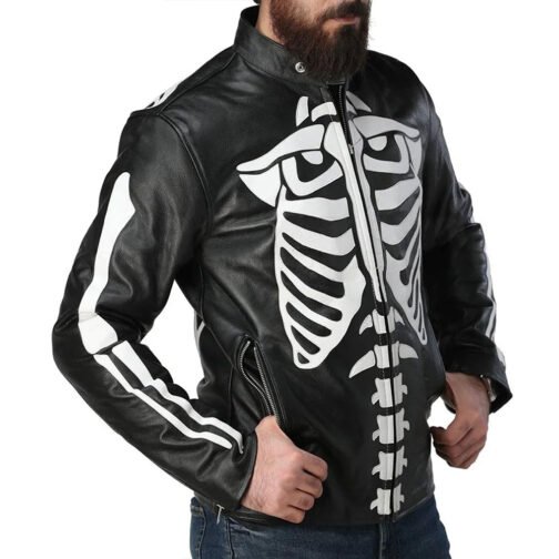 Skeleton Red Leather Jacket - Image 7
