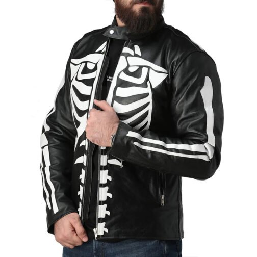 Skeleton Red Leather Jacket - Image 6