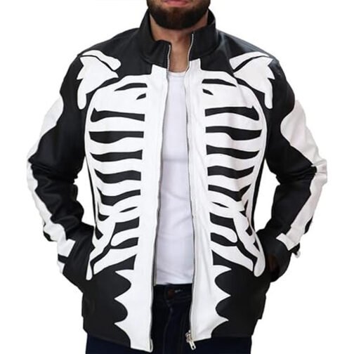 Rob Zombie Skeleton Bones Skull Leather Jacket - Image 6