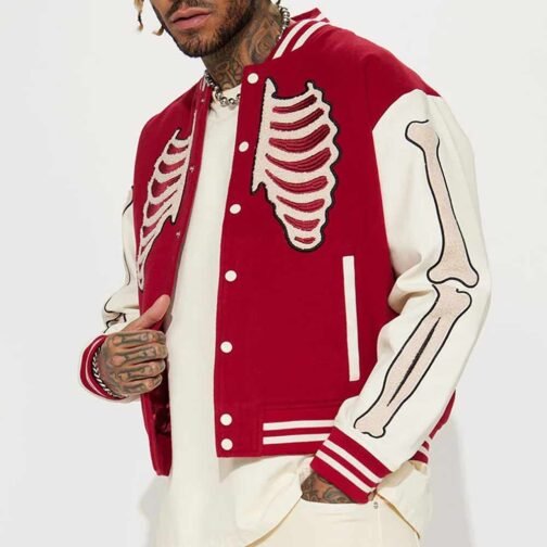 Skeleton Varsity Wool/Leather Jacket - Image 10