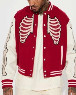Skeleton Varsity Wool/Leather Jacket
