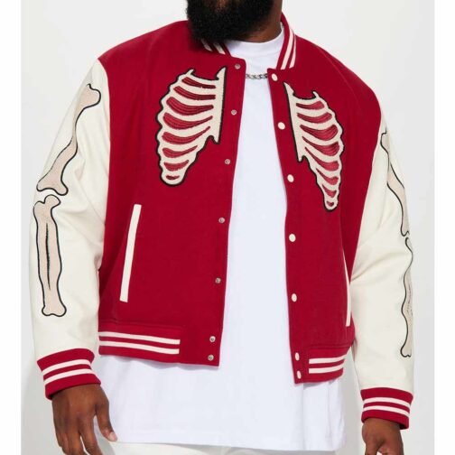 Skeleton Varsity Wool/Leather Jacket - Image 6