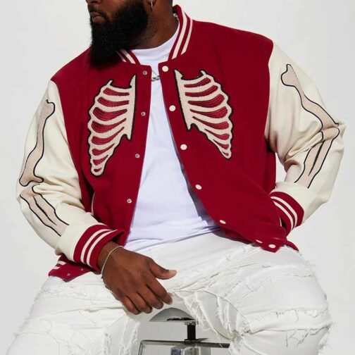 Skeleton Varsity Wool/Leather Jacket - Image 14