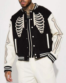 Skeleton Varsity Wool/Leather Jacket