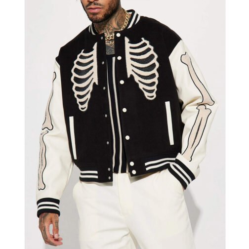 Skeleton Varsity Wool/Leather Jacket
