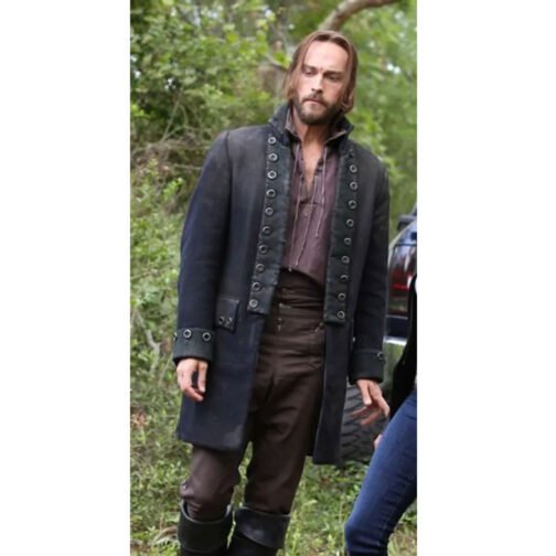 Sleepy Hollow Tom Mison Black Wool Coat - Image 4