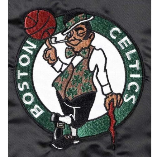 Slider Boston Celtics Varsity Black Satin Jacket - Image 4