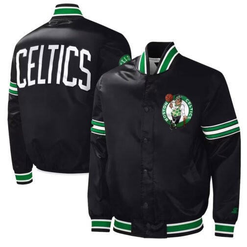 Slider Boston Celtics Varsity Black Satin Jacket - Image 3