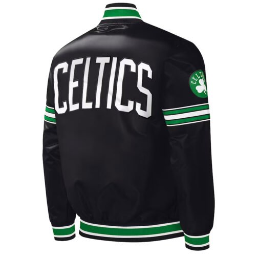 Slider Boston Celtics Varsity Black Satin Jacket - Image 2