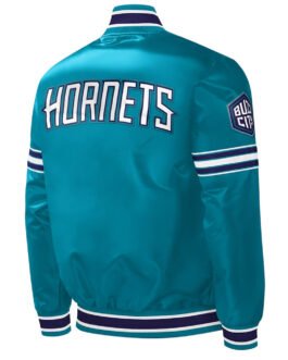 Charlotte Hornets Slider Teal Varsity Satin Jacket