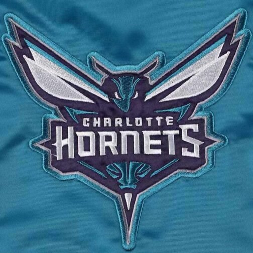 Charlotte Hornets Slider Teal Varsity Satin Jacket - Image 4