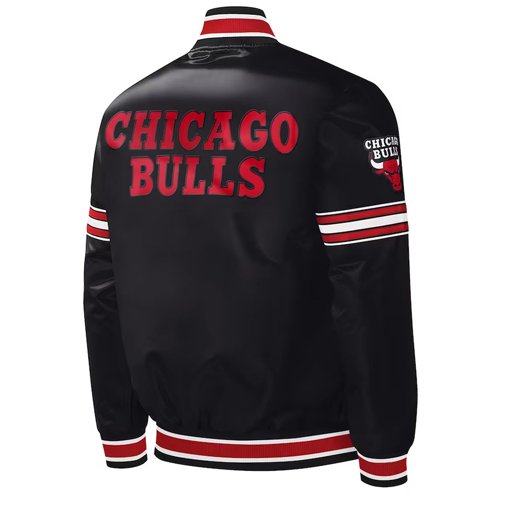 Chicago Bulls Slider Black Satin Jacket - Image 2