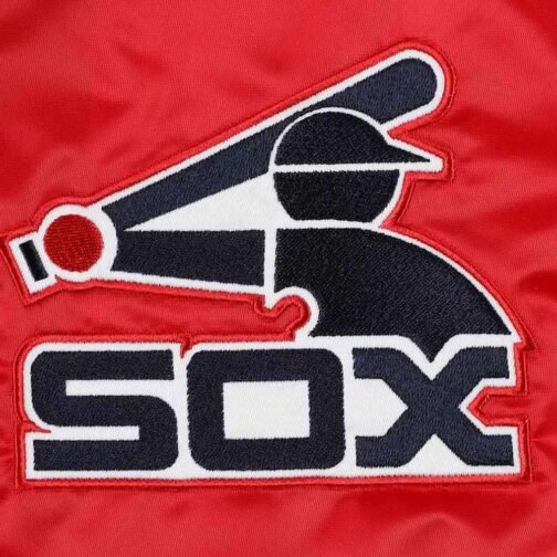 Slider Chicago White Sox Varsity Red Satin Jacket - Image 4