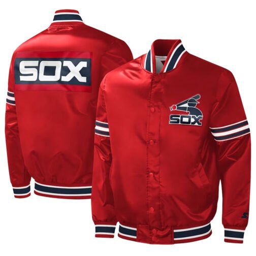 Slider Chicago White Sox Varsity Red Satin Jacket - Image 3