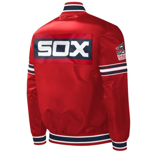 Slider Chicago White Sox Varsity Red Satin Jacket - Image 2