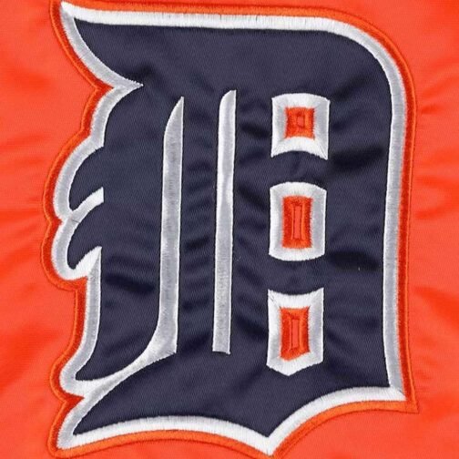 Slider Detroit Tigers Orange Varsity Satin Jacket - Image 4