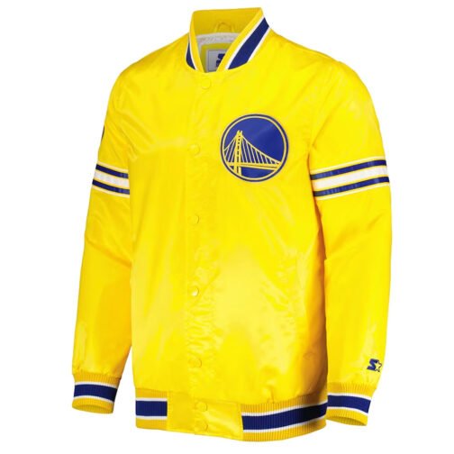 Golden State Warriors Slider Varsity Yellow Satin Jacket