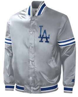 Gray Los Angeles Dodgers Slider Satin Jacket