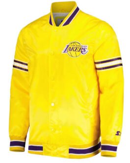 LA Lakers Slider Varsity Yellow Satin Jacket