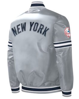 Slider NY Yankees Varsity Gray Satin Jacket